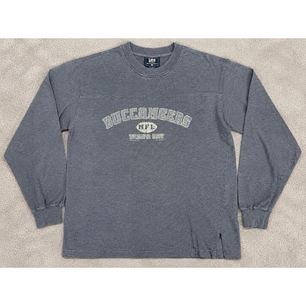 Vintage Lee Sport Tampa Bay Buccaneers NFL Gray Long Sleeve Shirt Mens M - 2000